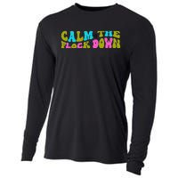 Retro Sassy Flamingo , Calm The Fl Cooling Performance Long Sleeve Crew