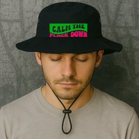 Retro Sassy Flamingo , Calm The Fl Bucket Hat
