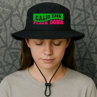 Retro Sassy Flamingo , Calm The Fl Bucket Hat