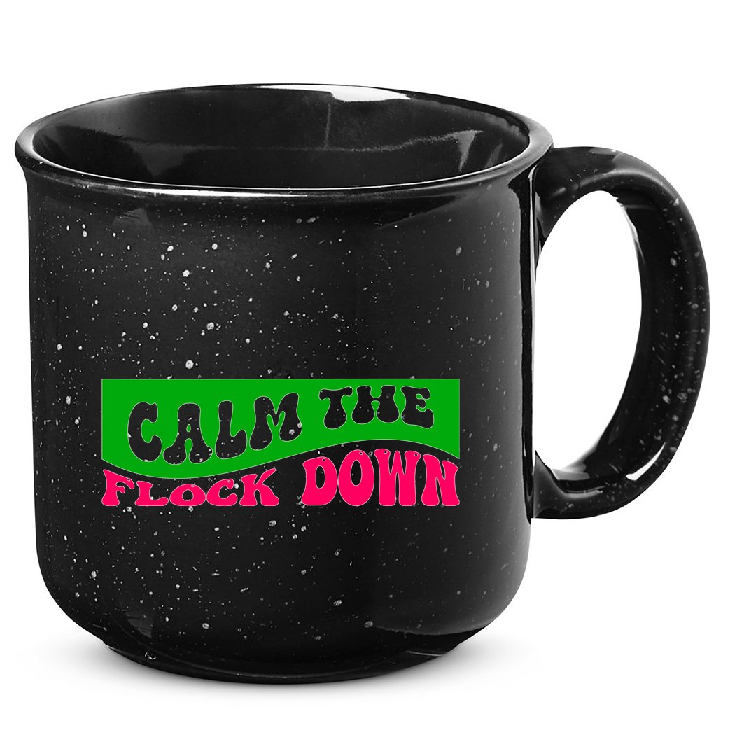 Retro Sassy Flamingo , Calm The Fl 15oz Campfire Ceramic Mug