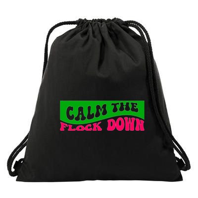 Retro Sassy Flamingo , Calm The Fl Drawstring Bag