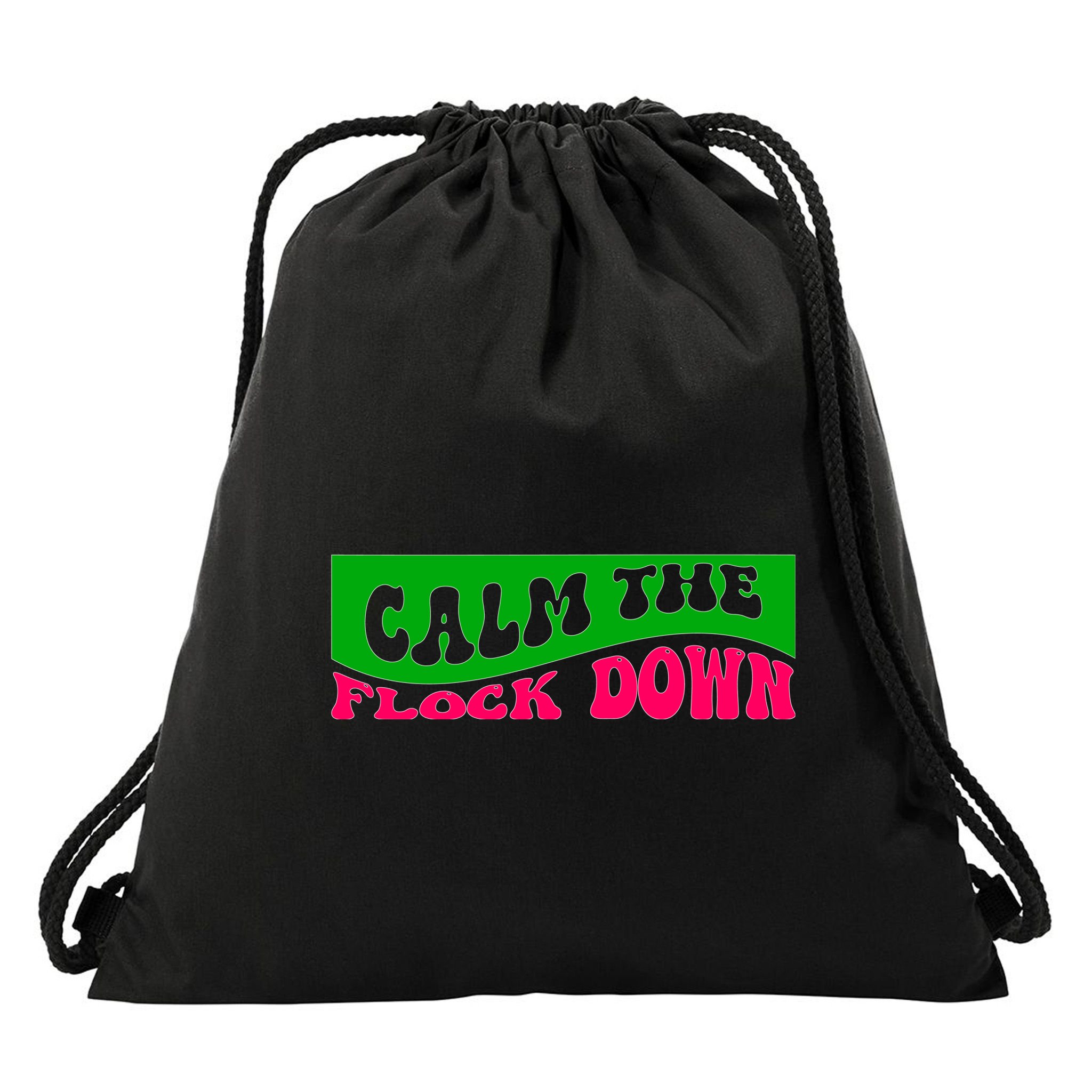 Retro Sassy Flamingo , Calm The Fl Drawstring Bag