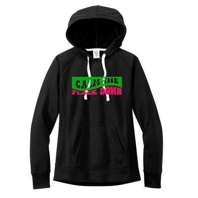 Retro Sassy Flamingo , Calm The Fl Women's Fleece Hoodie