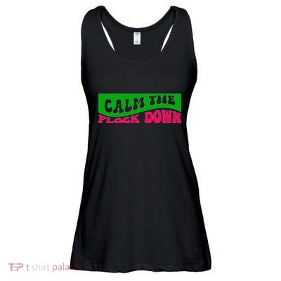 Retro Sassy Flamingo , Calm The Fl Ladies Essential Flowy Tank