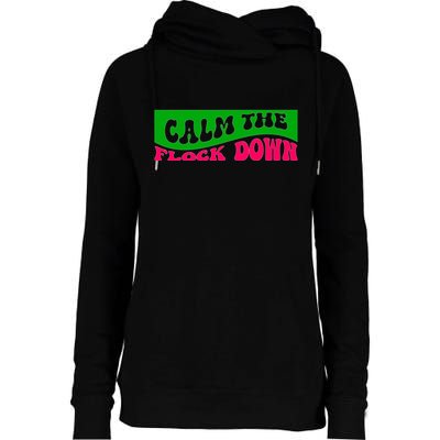Retro Sassy Flamingo , Calm The Fl Womens Funnel Neck Pullover Hood