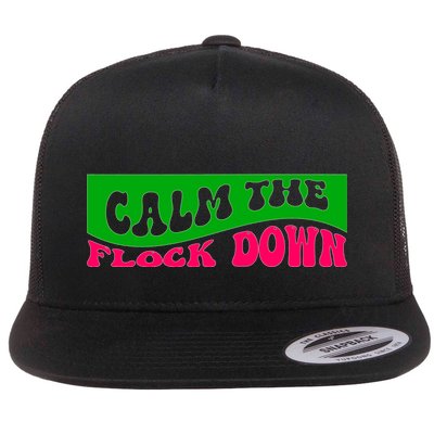 Retro Sassy Flamingo , Calm The Fl Flatbill Hat