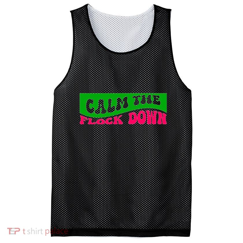 Retro Sassy Flamingo , Calm The Fl Mesh Reversible Basketball Jersey Tank