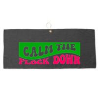Retro Sassy Flamingo , Calm The Fl Large Microfiber Waffle Golf Towel