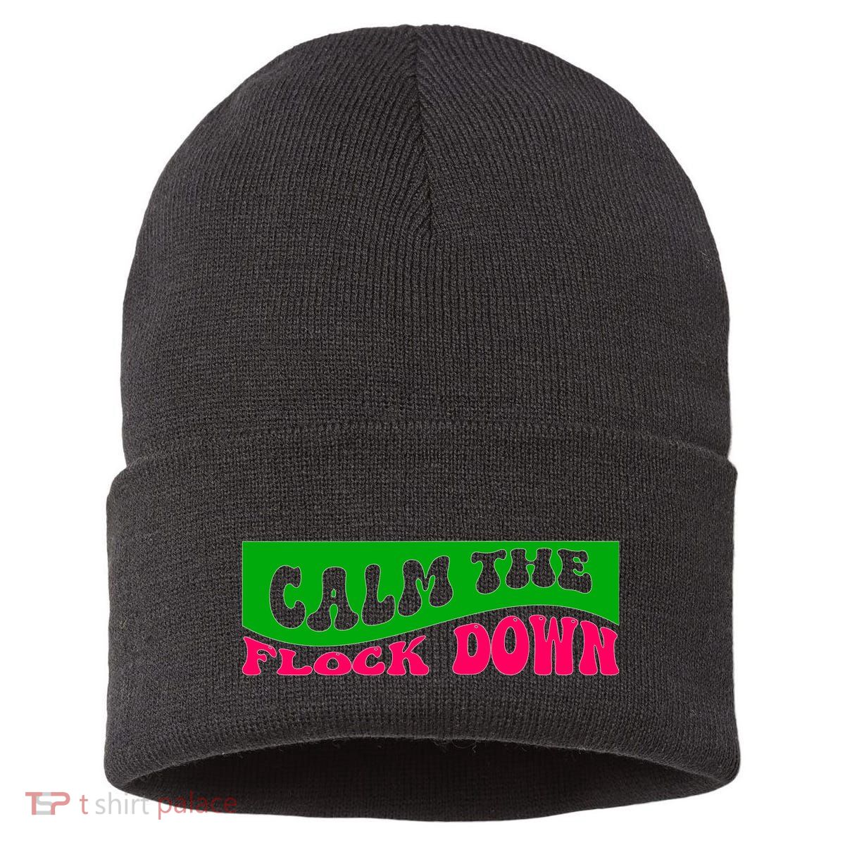 Retro Sassy Flamingo , Calm The Fl Sustainable Knit Beanie