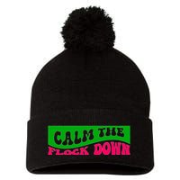 Retro Sassy Flamingo , Calm The Fl Pom Pom 12in Knit Beanie