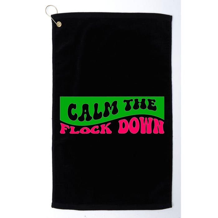 Retro Sassy Flamingo , Calm The Fl Golf Towel