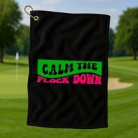 Retro Sassy Flamingo , Calm The Fl Golf Towel