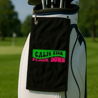 Retro Sassy Flamingo , Calm The Fl Golf Towel