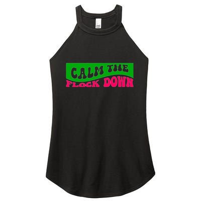 Retro Sassy Flamingo , Calm The Fl Women's Perfect Tri Rocker Tank