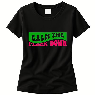 Retro Sassy Flamingo , Calm The Fl Womens T-Shirt