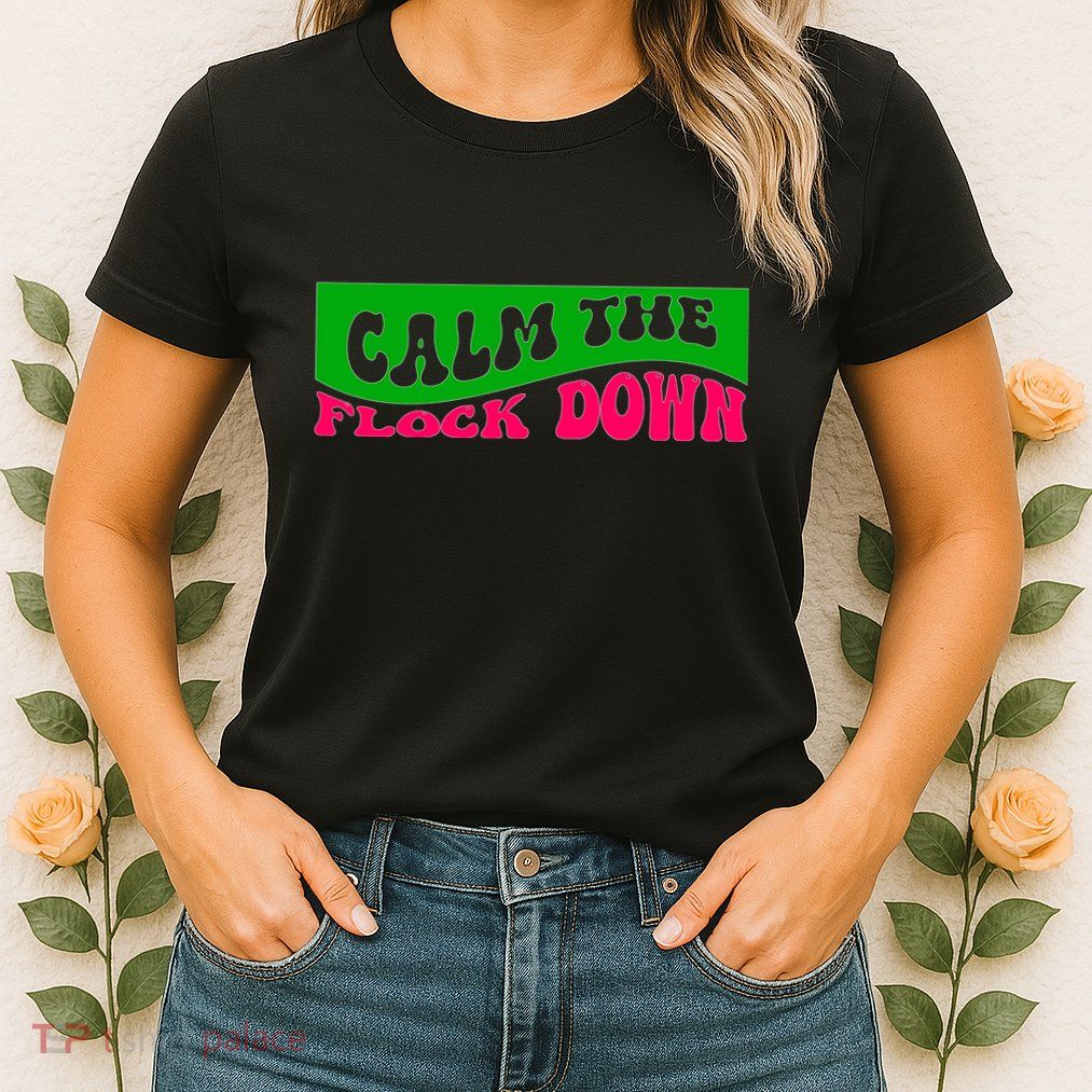 Retro Sassy Flamingo , Calm The Fl Womens T-Shirt