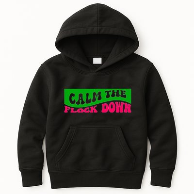 Retro Sassy Flamingo , Calm The Fl Kids Hoodie