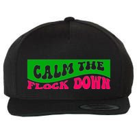 Retro Sassy Flamingo , Calm The Fl Wool Snapback Cap