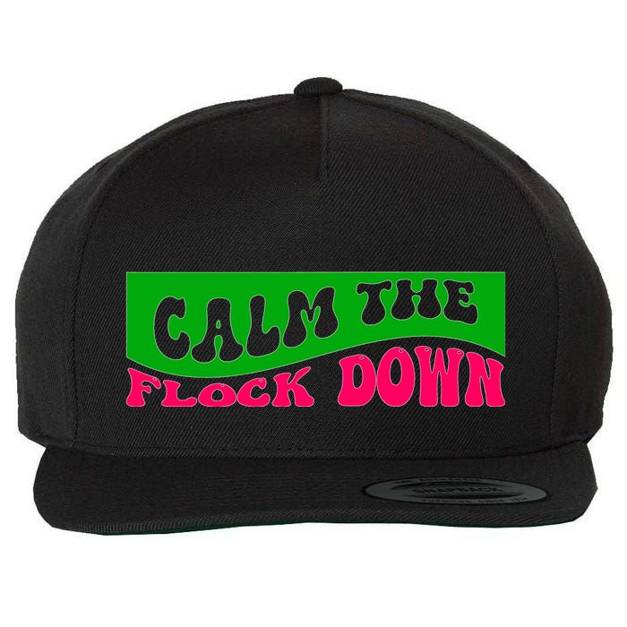 Retro Sassy Flamingo , Calm The Fl Wool Snapback Cap