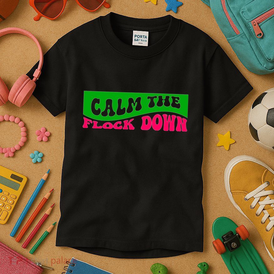 Retro Sassy Flamingo , Calm The Fl Kids T-Shirt