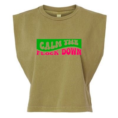 Retro Sassy Flamingo , Calm The Fl Garment-Dyed Women's Muscle Tee