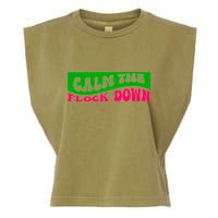 Retro Sassy Flamingo , Calm The Fl Garment-Dyed Women's Muscle Tee