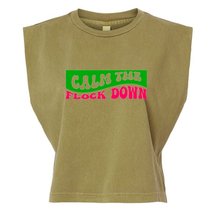Retro Sassy Flamingo , Calm The Fl Garment-Dyed Women's Muscle Tee