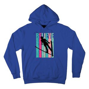 Retro Slalom Female Skier Skiing Jumping Alpine Ski Gift Hoodie