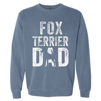 Retro Smooth Fox Terrier Dad Papa Fathers Day Dog Silhouette Garment-Dyed Sweatshirt