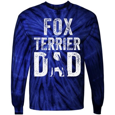 Retro Smooth Fox Terrier Dad Papa Fathers Day Dog Silhouette Tie-Dye Long Sleeve Shirt