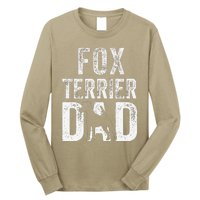 Retro Smooth Fox Terrier Dad Papa Fathers Day Dog Silhouette Long Sleeve Shirt