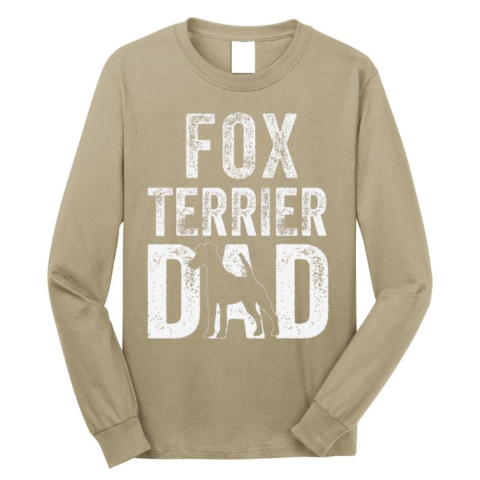 Retro Smooth Fox Terrier Dad Papa Fathers Day Dog Silhouette Long Sleeve Shirt