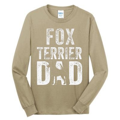 Retro Smooth Fox Terrier Dad Papa Fathers Day Dog Silhouette Tall Long Sleeve T-Shirt