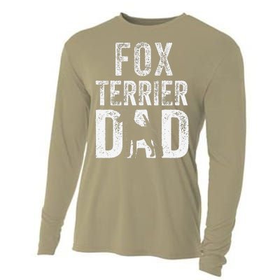 Retro Smooth Fox Terrier Dad Papa Fathers Day Dog Silhouette Cooling Performance Long Sleeve Crew