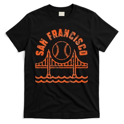 Retro San Francisco Baseball Sunset with Vintage SF Skyline T-Shirt