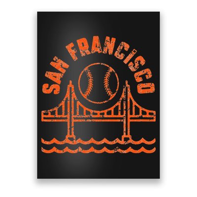 Retro San Francisco Baseball Sunset with Vintage SF Skyline Poster