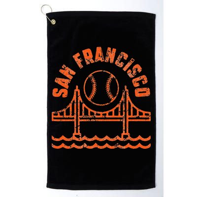 Retro San Francisco Baseball Sunset with Vintage SF Skyline Golf Towel