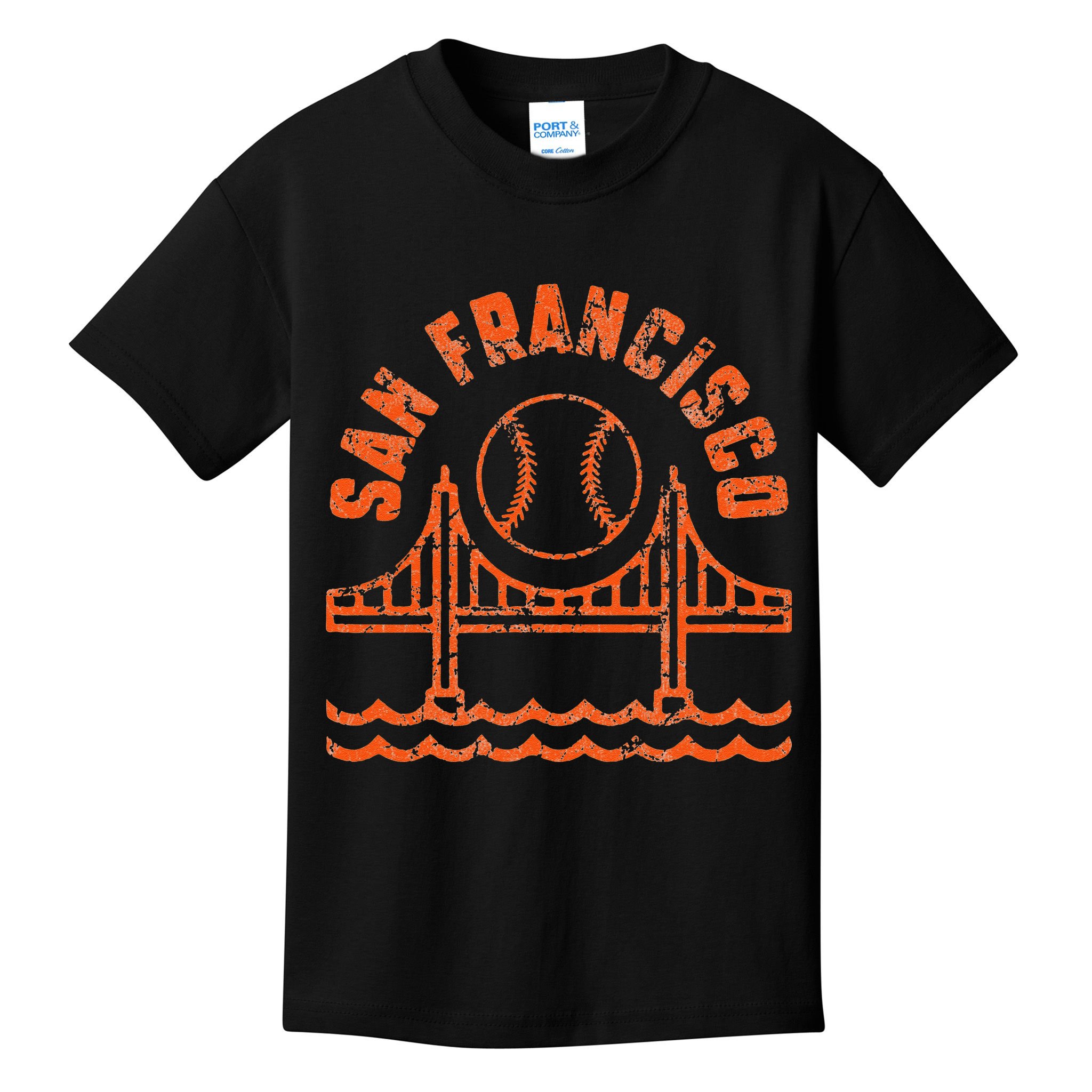 Retro San Francisco Baseball Sunset with Vintage SF Skyline Kids T-Shirt