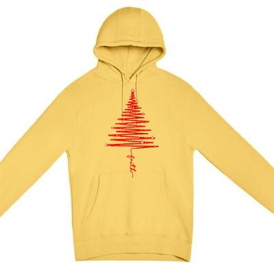 Red Sparkling Faith Christmas Tree Premium Pullover Hoodie