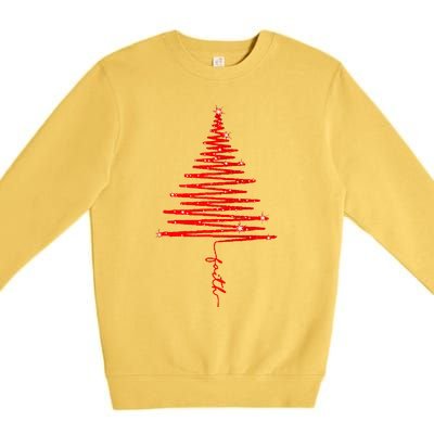 Red Sparkling Faith Christmas Tree Premium Crewneck Sweatshirt