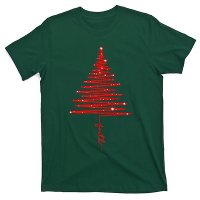 Red Sparkling Faith Christmas Tree T-Shirt