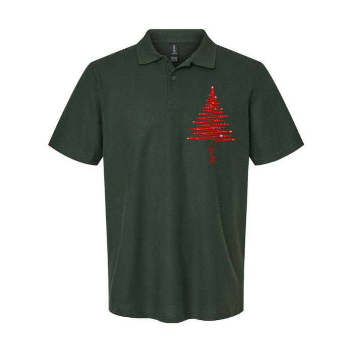 Red Sparkling Faith Christmas Tree Softstyle Adult Sport Polo