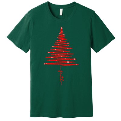 Red Sparkling Faith Christmas Tree Premium T-Shirt