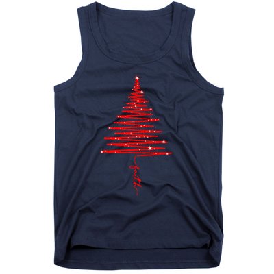 Red Sparkling Faith Christmas Tree Tank Top