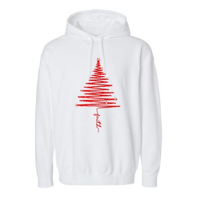 Red Sparkling Faith Christmas Tree Garment-Dyed Fleece Hoodie