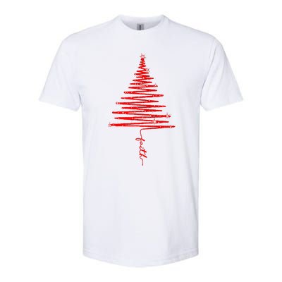 Red Sparkling Faith Christmas Tree Softstyle CVC T-Shirt