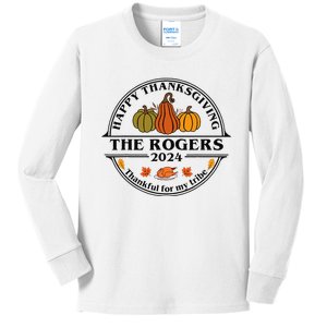 Rogers Surname Family Matching Happy Thanksgiving 2024 Kids Long Sleeve Shirt