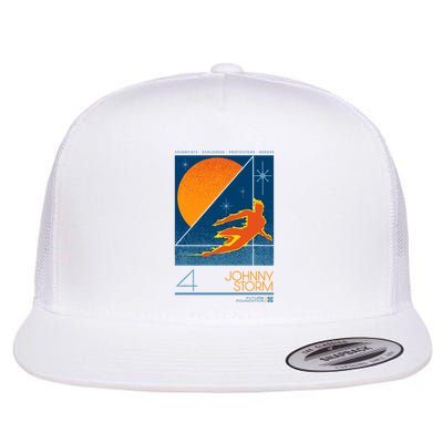 Retro Scifi Flame Hero Graphic Flat Bill Trucker Hat