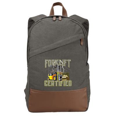 Retro Style Funny Forklift Operator Forklift Certified Cotton Canvas Backpack