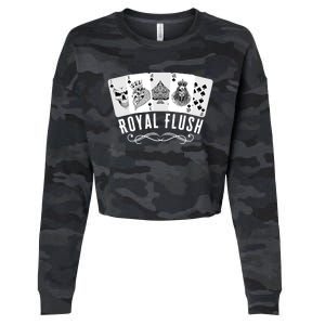 Royal Spade Flush Skeleton King Queen Spades Poker Gift Cropped Pullover Crew